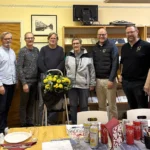 Delar av styrelsen och Bredablick representanter på Brf Lundagården i Malmö.